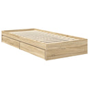 vidaXL Tárolós Ágy fejtámlával Sonoma tölgy 90 x 190 cm Faanyag