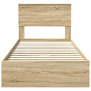 vidaXL Tárolós Ágy fejtámlával Sonoma tölgy 90 x 190 cm Faanyag