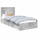 vidaXL Tárolós Ágy fejtámlával Beton Szürke 90 x 190 cm Faanyag