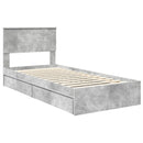 vidaXL Tárolós Ágy fejtámlával Beton Szürke 90 x 190 cm Faanyag