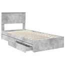 vidaXL Tárolós Ágy fejtámlával Beton Szürke 90 x 190 cm Faanyag