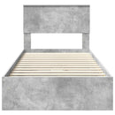 vidaXL Tárolós Ágy fejtámlával Beton Szürke 90 x 190 cm Faanyag