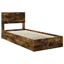 vidaXL Tárolós Ágy fejtámlával Füstölt tölgy 90 x 190 cm Faanyag