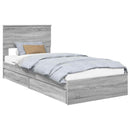vidaXL Tárolós Ágy fejtámlával Szürke Sonoma 90 x 190 cm Faanyag