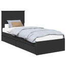 vidaXL Tárolós Ágy fejtámlával fiókkal Fekete 75 x 190 cm Faanyag