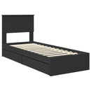 vidaXL Tárolós Ágy fejtámlával fiókkal Fekete 75 x 190 cm Faanyag