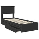 vidaXL Tárolós Ágy fejtámlával fiókkal Fekete 75 x 190 cm Faanyag