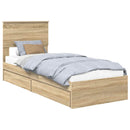 vidaXL Tárolós Ágy fejtámlával Sonoma tölgy 75 x 190 cm Faanyag