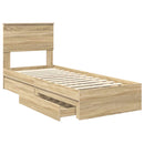 vidaXL Tárolós Ágy fejtámlával Sonoma tölgy 75 x 190 cm Faanyag