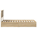vidaXL Tárolós Ágy fejtámlával Sonoma tölgy 75 x 190 cm Faanyag