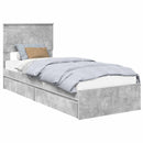 vidaXL Tárolós Ágy fejtámlával Beton Szürke 75 x 190 cm Faanyag