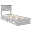 vidaXL Tárolós Ágy fejtámlával Beton Szürke 75 x 190 cm Faanyag