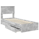 vidaXL Tárolós Ágy fejtámlával Beton Szürke 75 x 190 cm Faanyag
