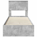 vidaXL Tárolós Ágy fejtámlával Beton Szürke 75 x 190 cm Faanyag