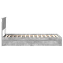 vidaXL Tárolós Ágy fejtámlával Beton Szürke 75 x 190 cm Faanyag