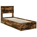 vidaXL Tárolós Ágy fejtámlával Füstölt tölgy 75 x 190 cm Faanyag