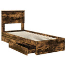 vidaXL Tárolós Ágy fejtámlával Füstölt tölgy 75 x 190 cm Faanyag