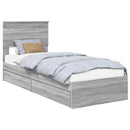 vidaXL Tárolós Ágy fejtámlával Szürke Sonoma 75 x 190 cm Faanyag