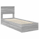 vidaXL Tárolós Ágy fejtámlával Szürke Sonoma 75 x 190 cm Faanyag