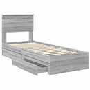 vidaXL Tárolós Ágy fejtámlával Szürke Sonoma 75 x 190 cm Faanyag