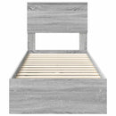 vidaXL Tárolós Ágy fejtámlával Szürke Sonoma 75 x 190 cm Faanyag