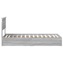 vidaXL Tárolós Ágy fejtámlával Szürke Sonoma 75 x 190 cm Faanyag