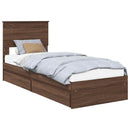 vidaXL Tárolós Ágy fejtámlával fiókkal Barna Tölgy 75 x 190 cm Faanyag