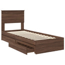 vidaXL Tárolós Ágy fejtámlával fiókkal Barna Tölgy 75 x 190 cm Faanyag