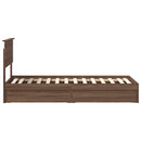 vidaXL Tárolós Ágy fejtámlával fiókkal Barna Tölgy 75 x 190 cm Faanyag