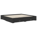 vidaXL Ágykeret fejtámlával Fekete és Ezüst 200 x 200 cm Faanyag
