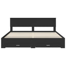 vidaXL Ágykeret fejtámlával Fekete és Ezüst 200 x 200 cm Faanyag