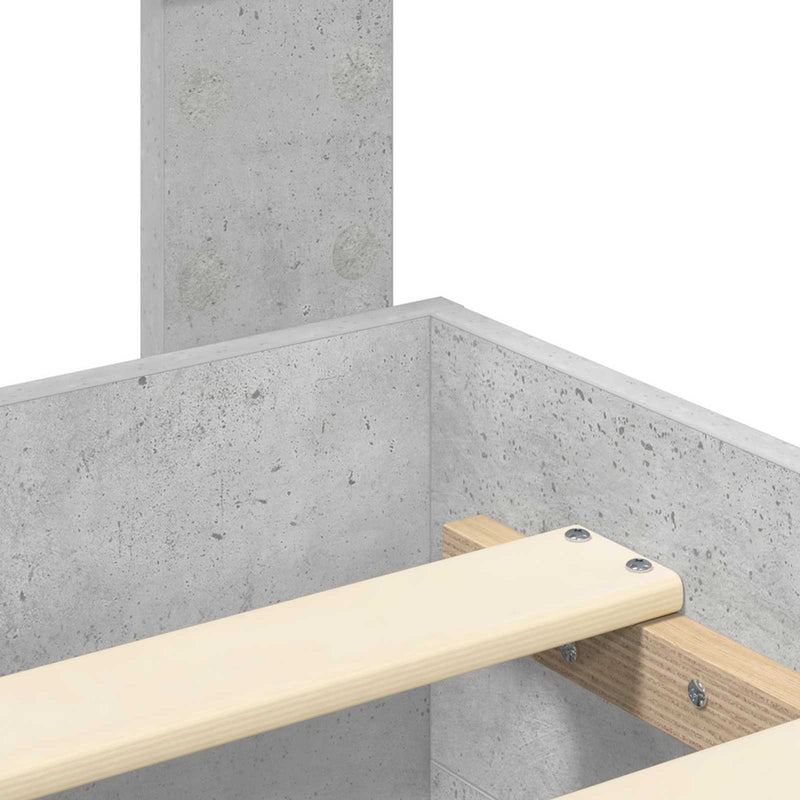 vidaXL Ágykeret fejtámlával fiókkal Beton Szürke 200 x 200 cm Faanyag