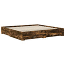 vidaXL Ágykeret fejtámlával fiókkal Füstölt tölgy 200 x 200 cm Faanyag