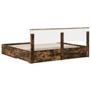 vidaXL Ágykeret fejtámlával fiókkal Füstölt tölgy 200 x 200 cm Faanyag