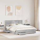 vidaXL Ágykeret fejtámlával fiókkal Szürke Sonoma 160 x 200 cm Faanyag