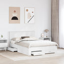 vidaXL Ágykeret fejtámlával fiókkal Fehér 140 x 190 cm Faanyag