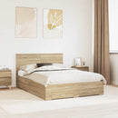 vidaXL Ágykeret fejtámlával fiókkal Sonoma tölgy 140 x 190 cm Faanyag