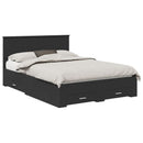 vidaXL Ágykeret fiókkal fejtámlával Fekete 135 x 190 cm Szerelt Fa