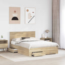 vidaXL Ágykeret fejtámlával fiókkal Sonoma tölgy 135 x 190 cm Faanyag