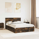 vidaXL Ágykeret fejtámlával fiókkal Füstölt tölgy 135 x 190 cm Faanyag