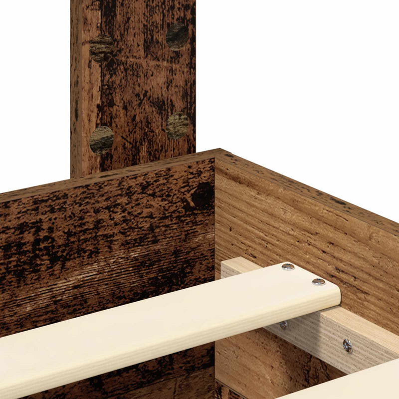 vidaXL Ágykeret fejtámlával fiókkal Öreg fa 135 x 190 cm Faanyag