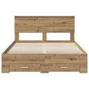 vidaXL Ágykeret fejtámlával fiókkal Artisan tölgy 135 x 190 cm Faanyag