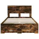 vidaXL Ágykeret fejtámlával fiókkal Füstölt tölgy 120 x 200 cm Faanyag