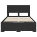 vidaXL Ágykeret fejtámlával fiókkal Fekete 120 x 190 cm Faanyag