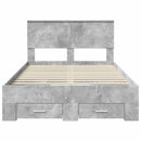 vidaXL Ágykeret fejtámlával fiókkal Beton Szürke 120 x 190 cm Faanyag