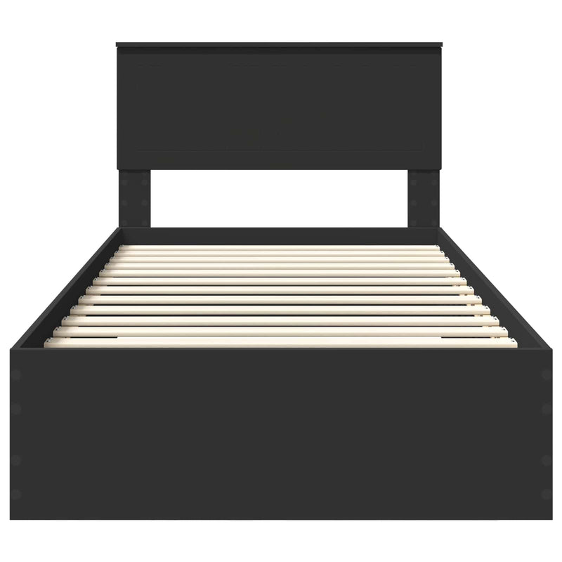 vidaXL Ágykeret fejtámlával Fekete és Ezüst 100 x 200 cm Faanyag