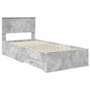 vidaXL Ágykeret fejtámlával fiókkal Beton Szürke 90 x 200 cm Faanyag