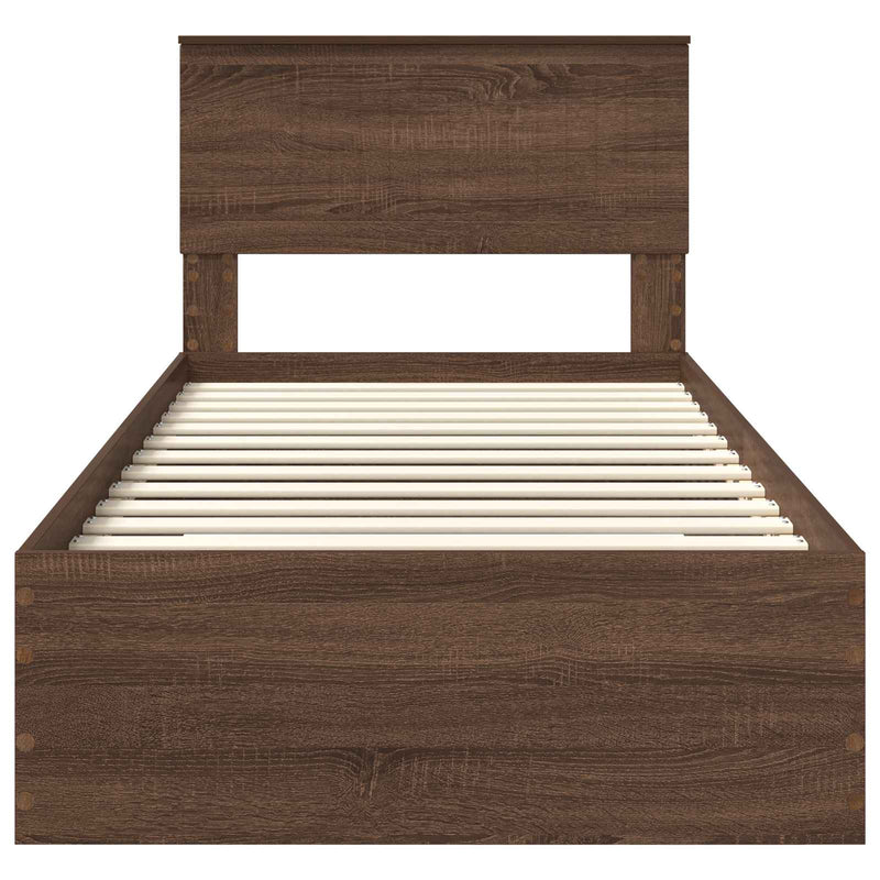 vidaXL Ágykeret fejtámlával Barna tölgy és ezüst 90 x 190 cm Faanyag