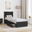vidaXL Ágykeret fejtámlával Fekete és Ezüst 75 x 190 cm Faanyag