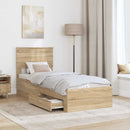 vidaXL Ágykeret fejtámlával Sonoma tölgy és ezüst 75 x 190 cm Faanyag
